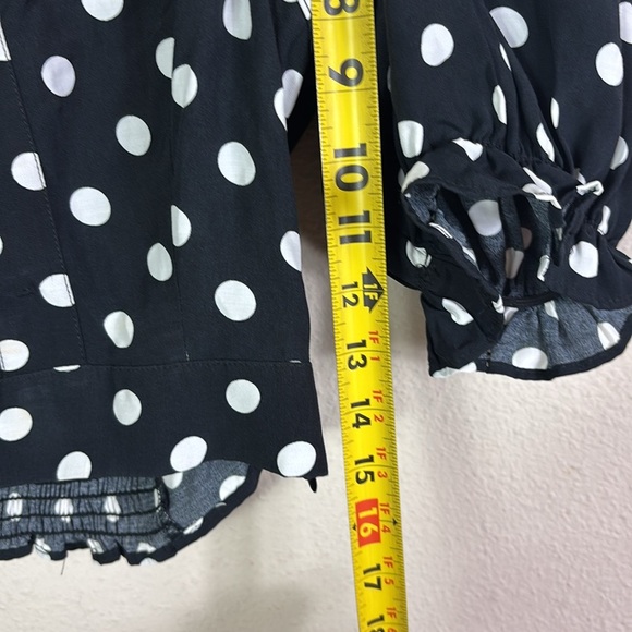NWT Zara Black White Polka Dot Puff Sleeves Smocked Back Cropped Top size XS - Picture 9 of 12